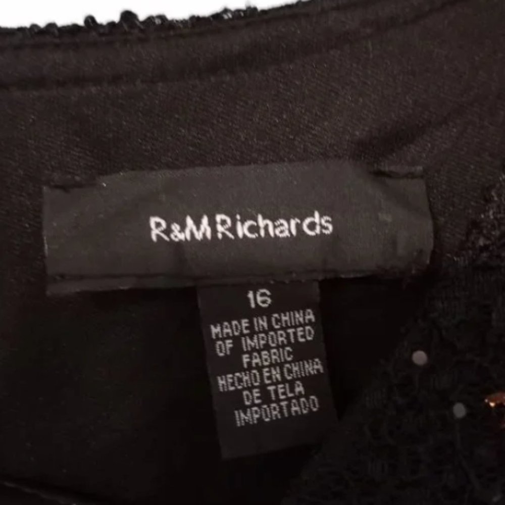 NEW R&M Richards Sequined Lace Midi Dress BLACK SZ 16 - Picture 7 of 12